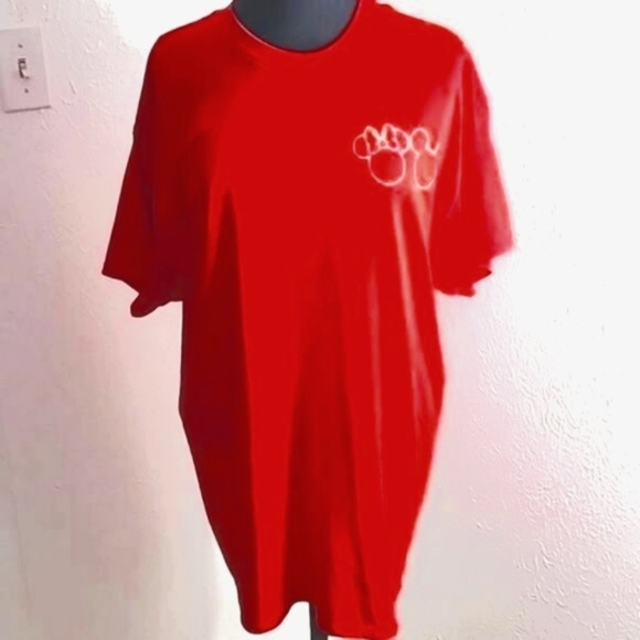 Disney Mickey & Minnie Mouse Shirt, Red with White Lettering, Size XL, NWOT - Picture 1 of 5
